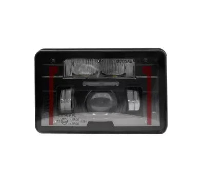 Reflektor przedni LED, 23/45W, prostokątny, 12-24V, 168x107x82 mm światła drogowe/światła mijania, klosz podgrzewany